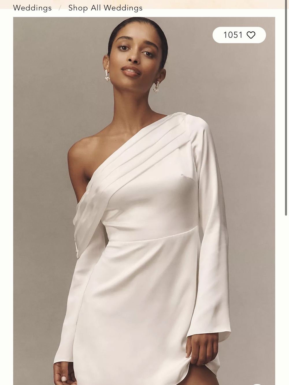 Anthropologie BHLDN Asymmetrical Bridal Mini Dress